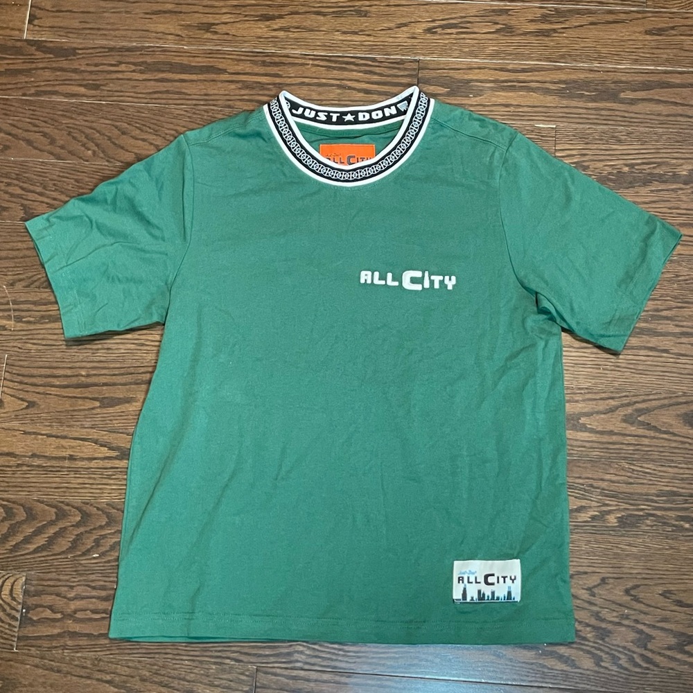 Just Don All City Green Shirt with Collar Detailing
